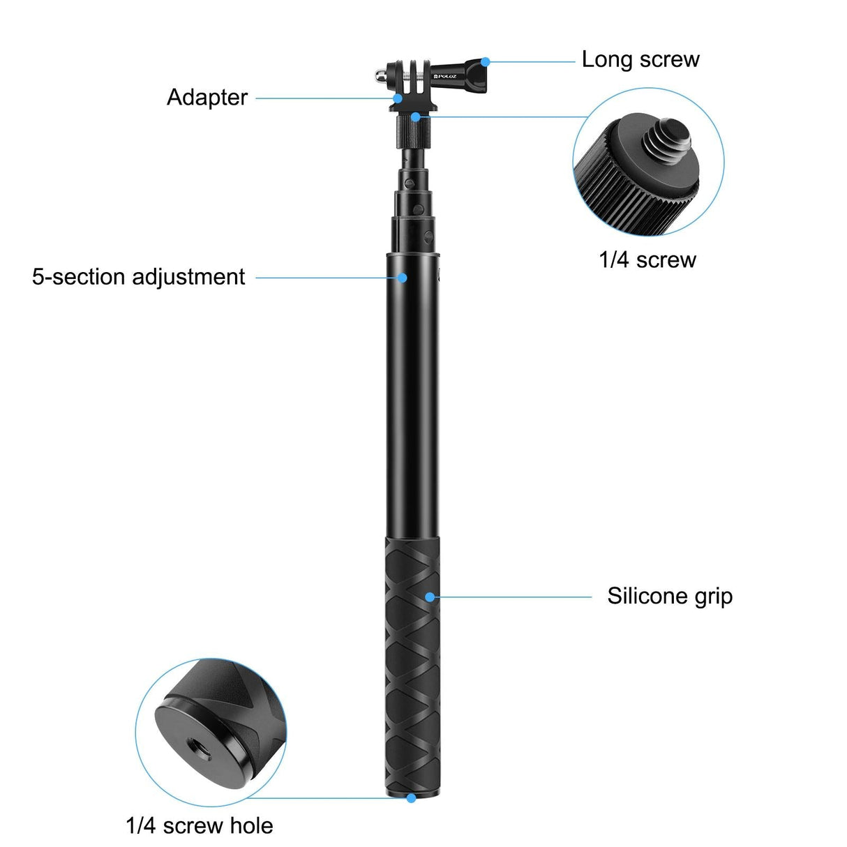 110cm Metal Selfie Stick Monopod for Insta360 one Rs X2 X3 X4