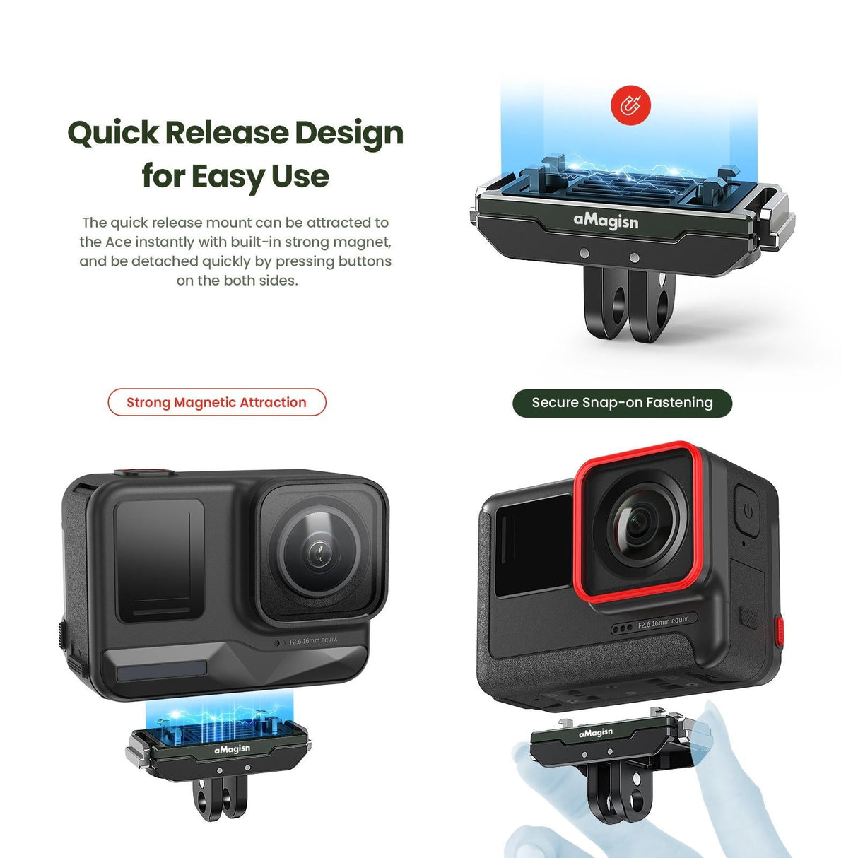 Metal Magnetic Quick Release Top Cover for Insta360 Ace / Pro / X3 / X2 / Gopro Hero12