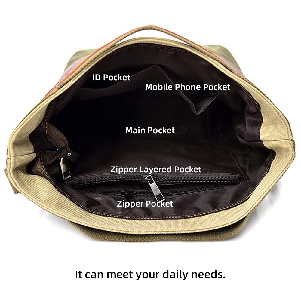 Multi Layer Canvas Crossbody Bag For Women Simple Design