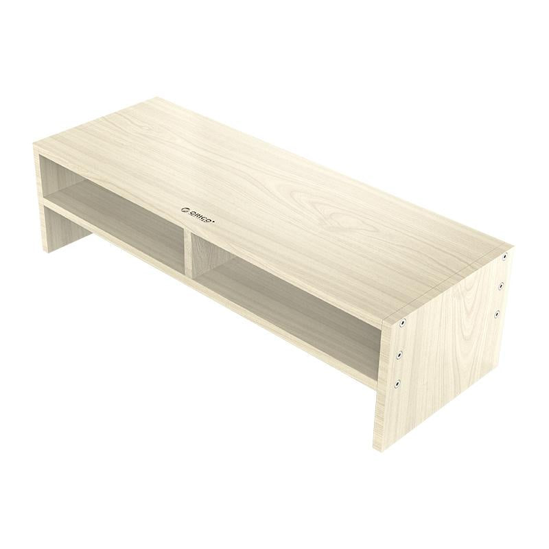Wood Grain 2-tier Monitor Stand with Partition