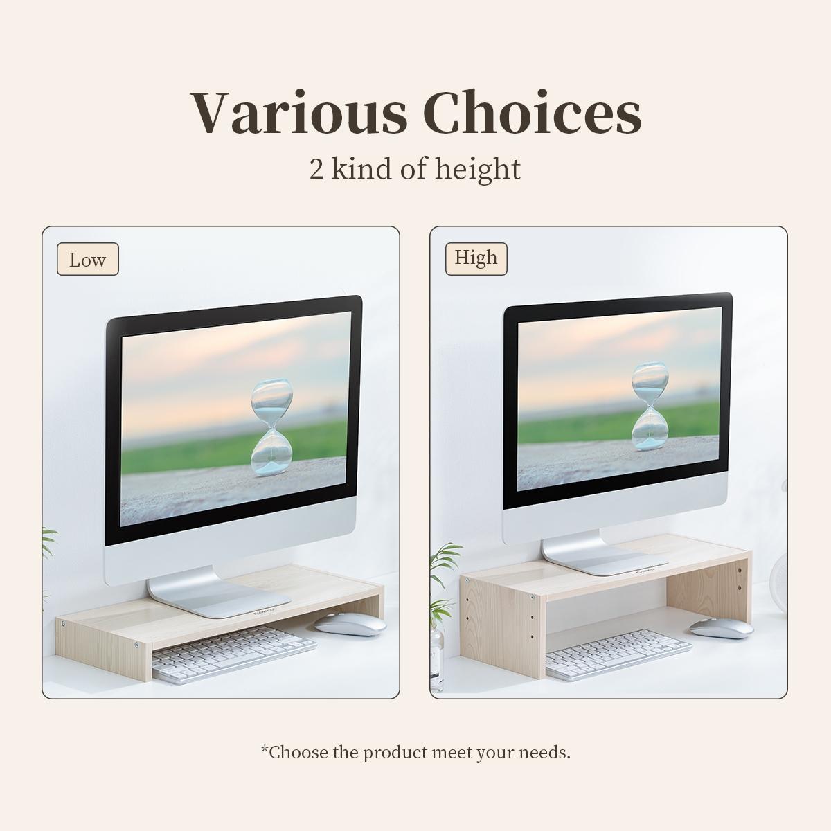 Wood Grain 2-tier Monitor Stand with Partition