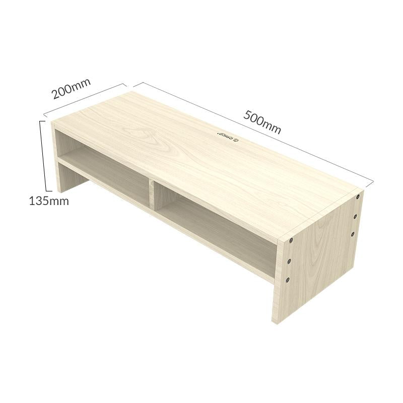 Wood Grain 2-tier Monitor Stand with Partition