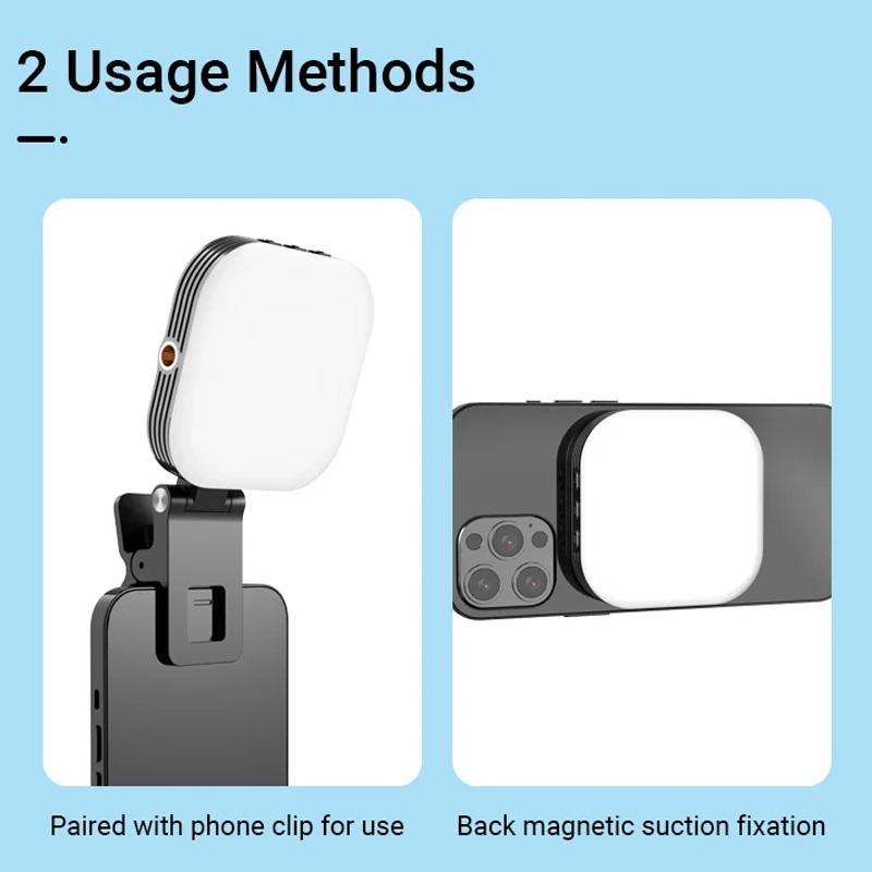 Rechargeable Mini Magnetic Selfie Light - Tri-colour Temperature