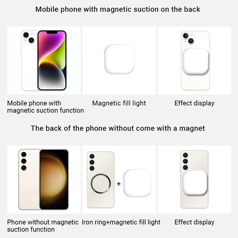 Rechargeable Mini Magnetic Selfie Light - Tri-colour Temperature
