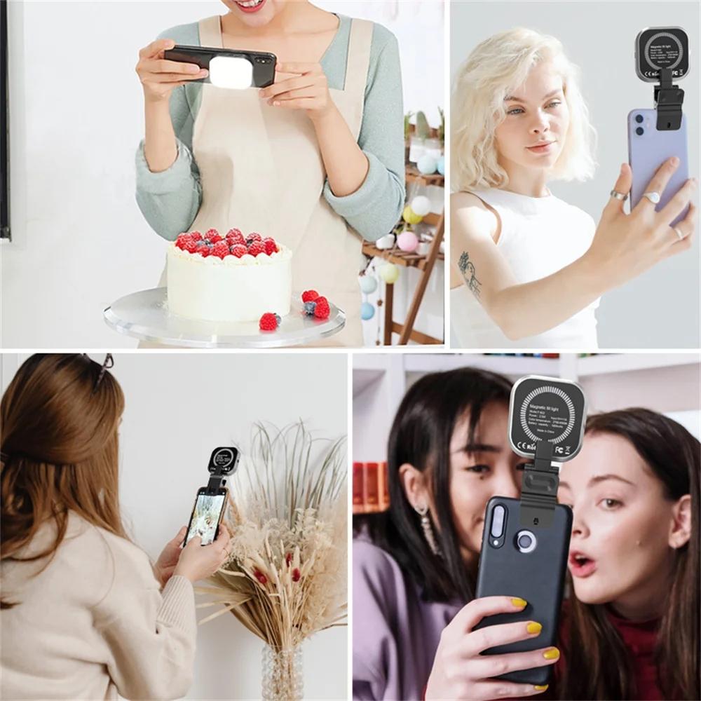Rechargeable Mini Magnetic Selfie Light - Tri-colour Temperature