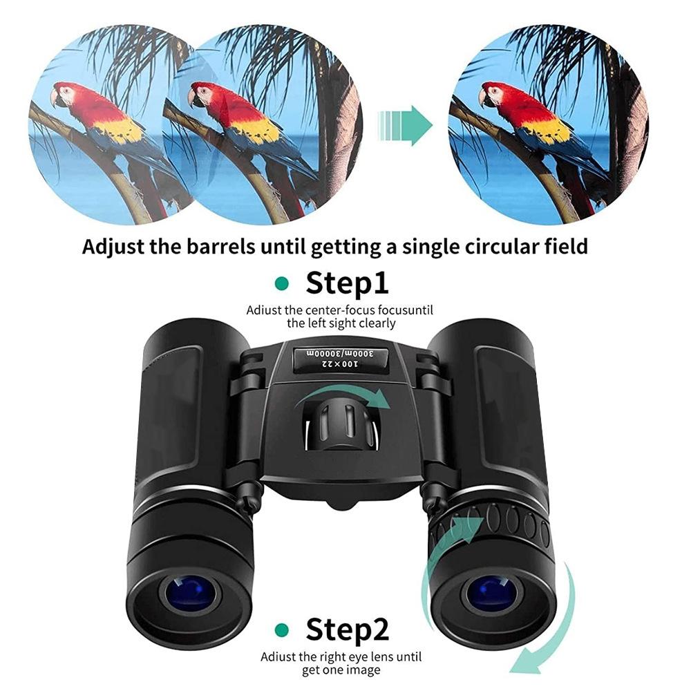 Foldable Hunting Binoculars for Outdoor Adventures - 3000 X 22 With Phone Clip