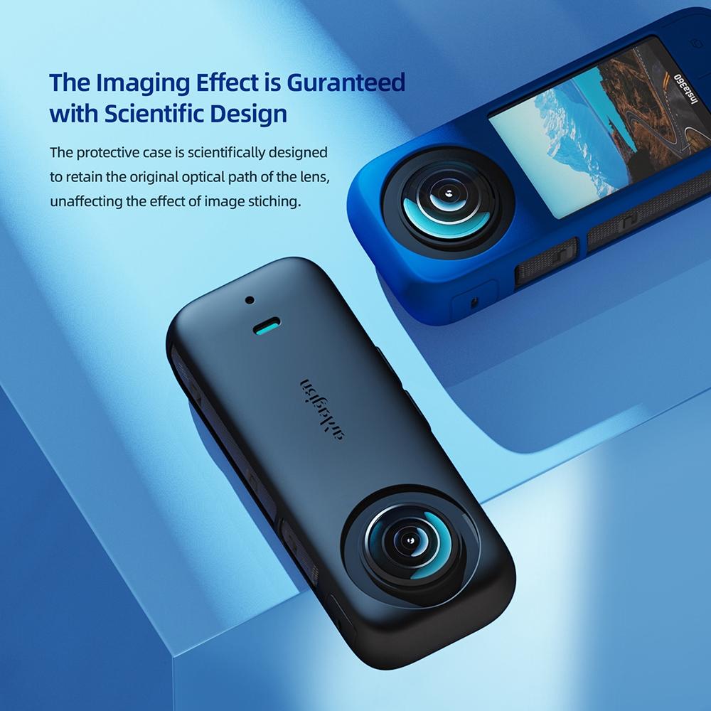 Amagisn Silicone Protective Cover for Insta360 X3 Body - Lens Case (Blue)