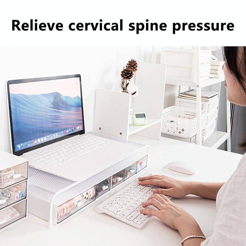 Desk Organizer Bracket for Elevated Computer Monitor - Wrought Iron - Deepen Dual Layer Split