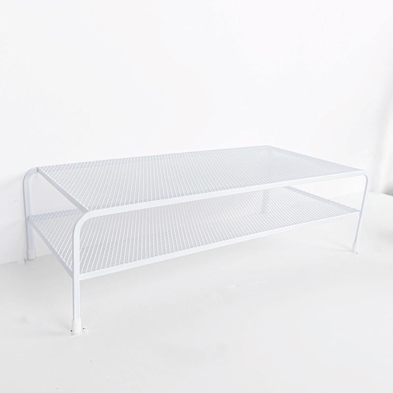 Desk Organizer Bracket for Elevated Computer Monitor - Wrought Iron - Deepen Dual Layer Split