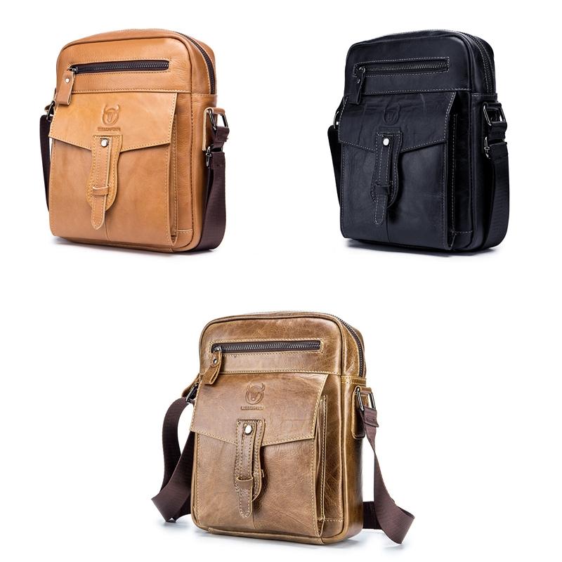 Cowhide Messenger Bag Large Capacity Briefcase Dark Brown