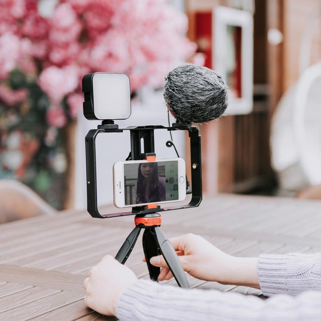 Vlogging Video Rig With Led Light Mic & Tripod