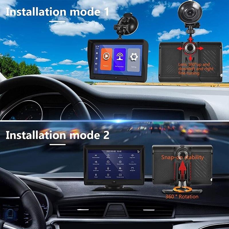 7 Touch Display Car Navigator with Dual-lens Smart Driving Recorder - Portable and Wireless