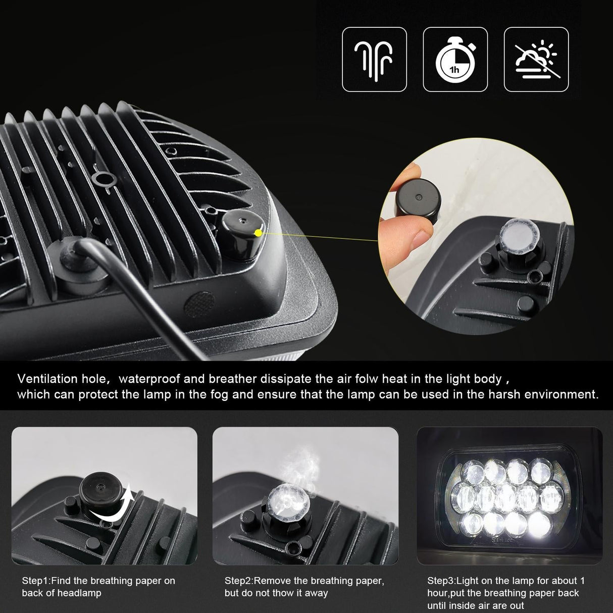 7 Inch 5X7 / 7X6 H4 Dc 9V - 30V 30000Lm 300W 8Leds Car Square Shape Led Headlight Lamps For Jeep Wrangler
