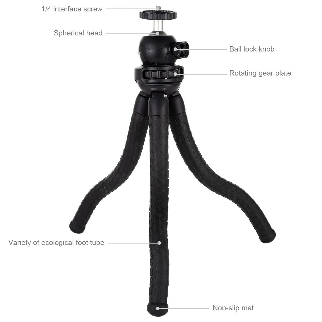 Flexible Mini Octopus Tripod with Ball Head for Slr Cameras Gopro and Cellphones - 30cmx5cm
