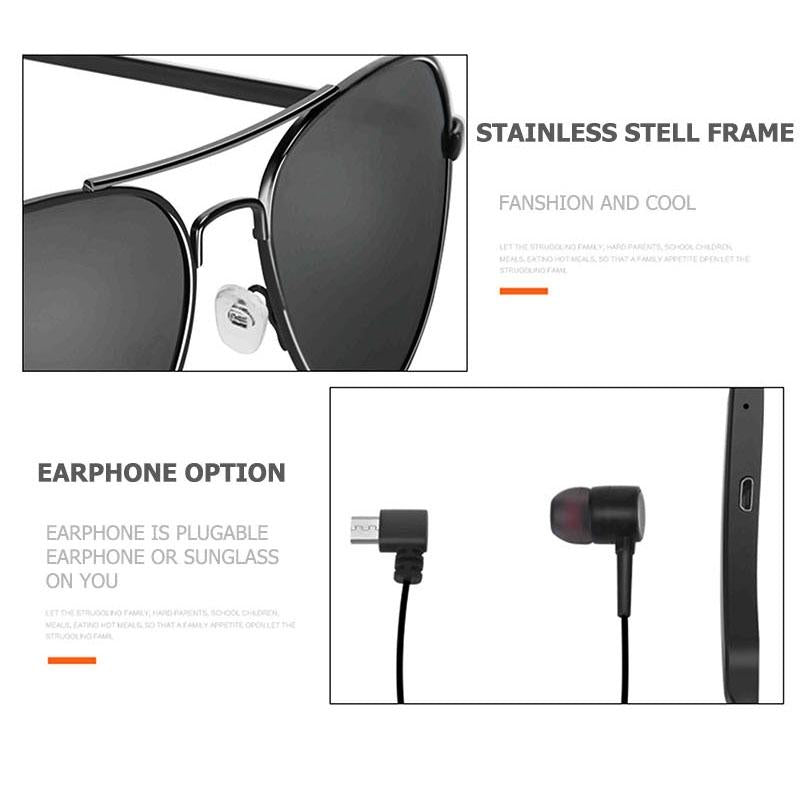 Wireless Bluetooth Sunglasses with Music Earphones and Mic