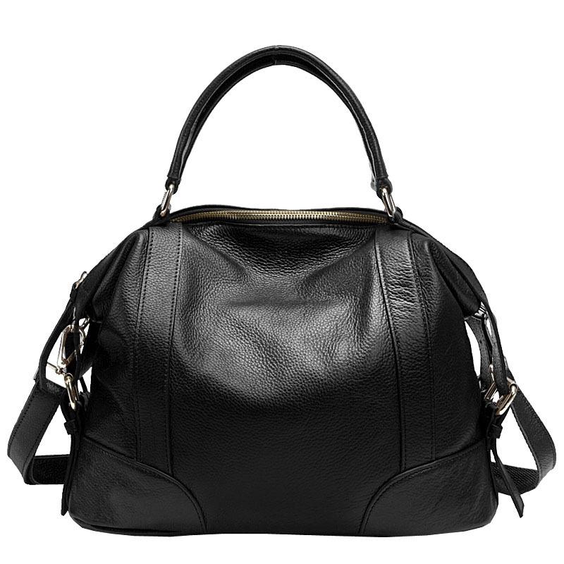 Black Leather Single Shoulder Messenger Bag For Women L