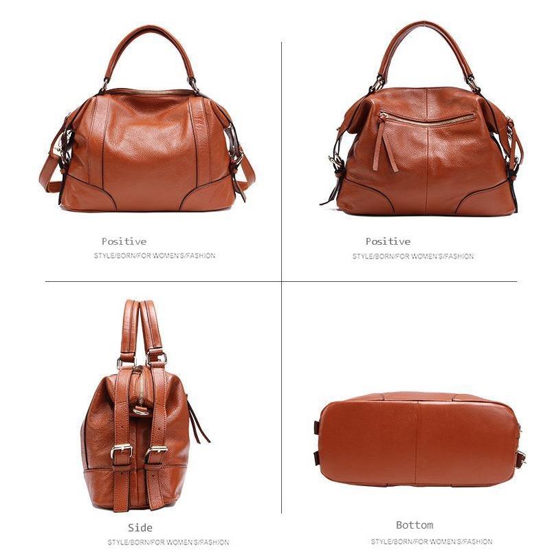 Black Leather Single Shoulder Messenger Bag For Women L