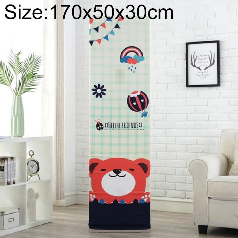 Vertical Cabinet Air Conditioning Dust Cover - All-inclusive Fabric - Dark Grid Bear - 170x50x30cm