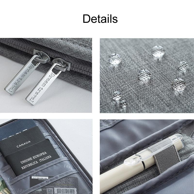 Waterproof Travel Document Bag Black Large - Black Small