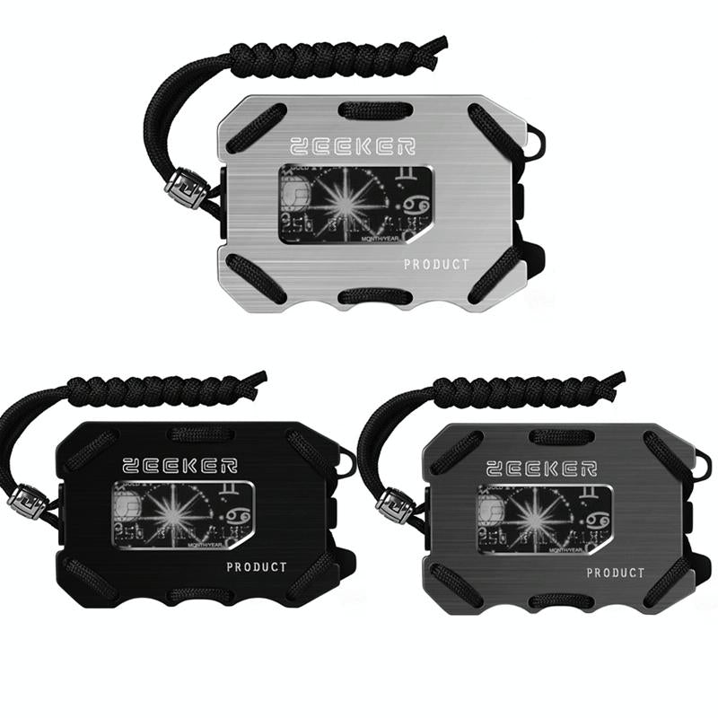 Rfid Metal Card Holder With Bottle Opener Black Brushed Edc Wallet