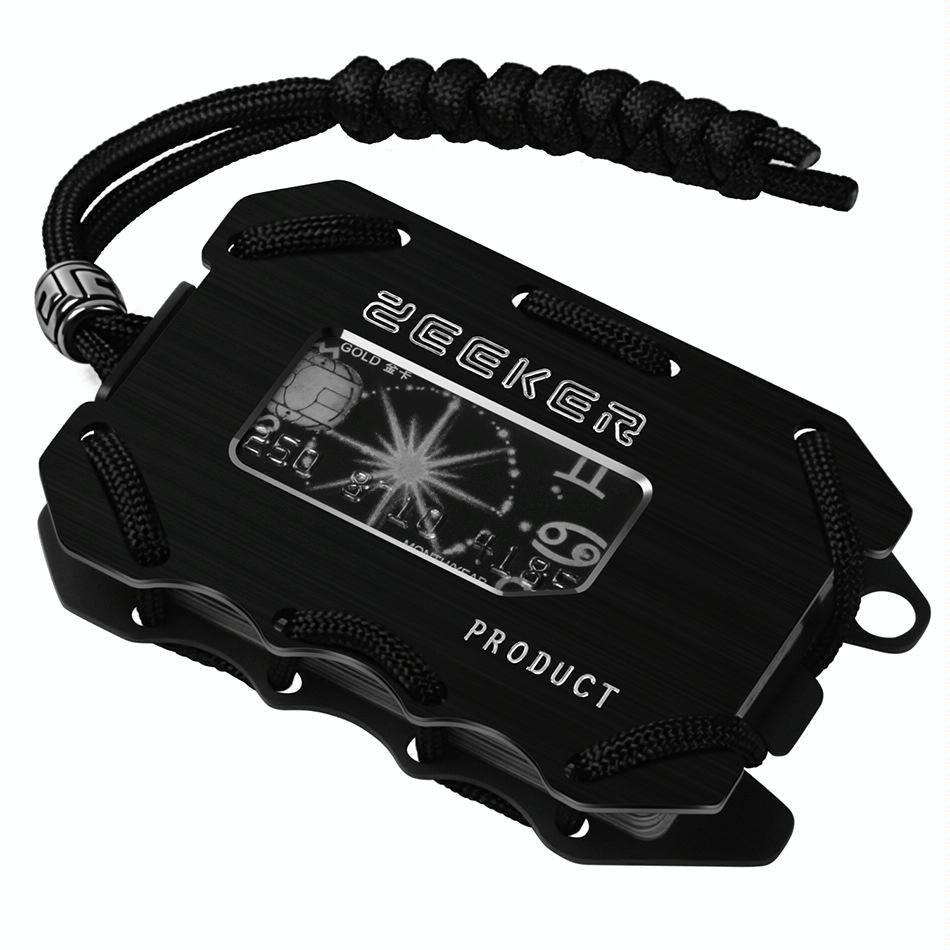 Rfid Metal Card Holder With Bottle Opener Black Brushed Edc Wallet