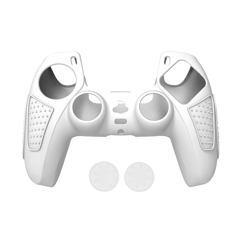 Black Silicone Protective Case for Ps5 Gamepad - Anti-skid Cover - White + 8 Hats