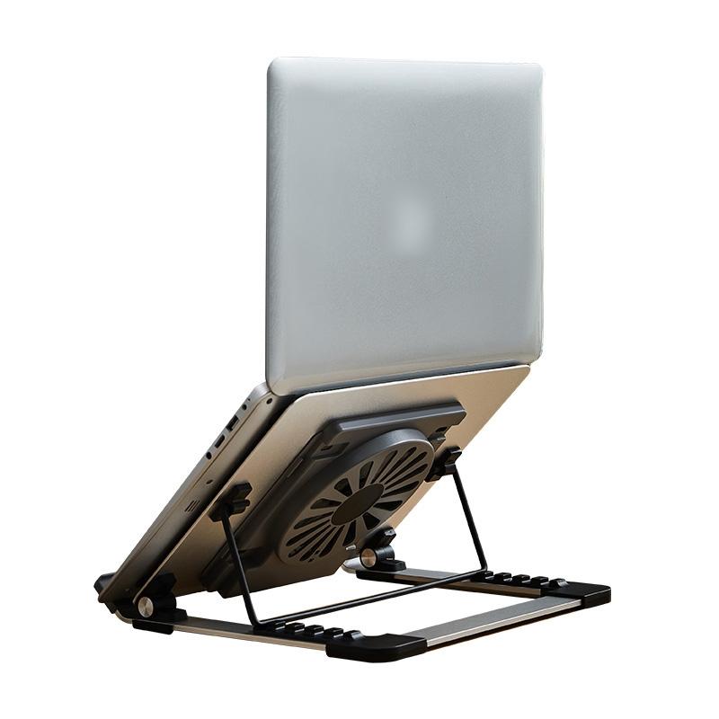 Portable Foldable Laptop Stand with Adjustable Fan - Aluminum