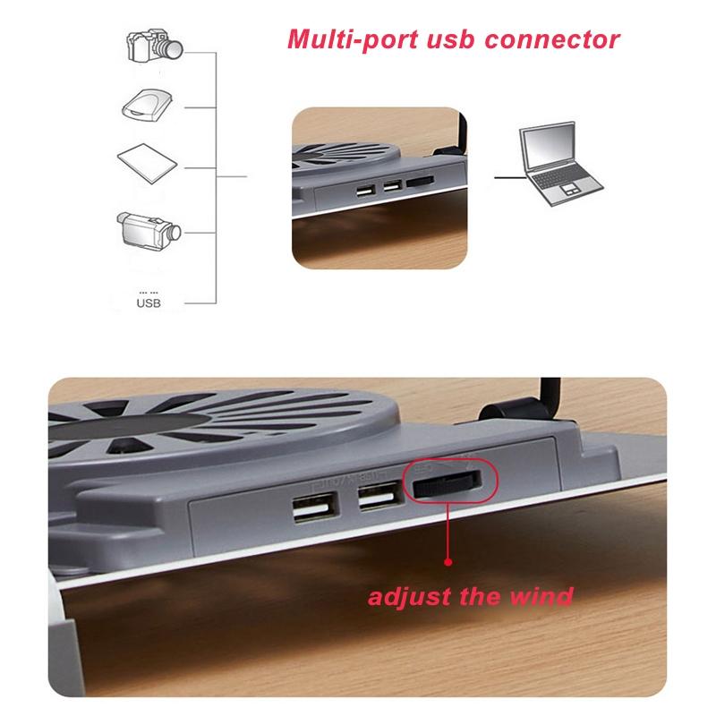 Portable Foldable Laptop Stand with Adjustable Fan - Aluminum
