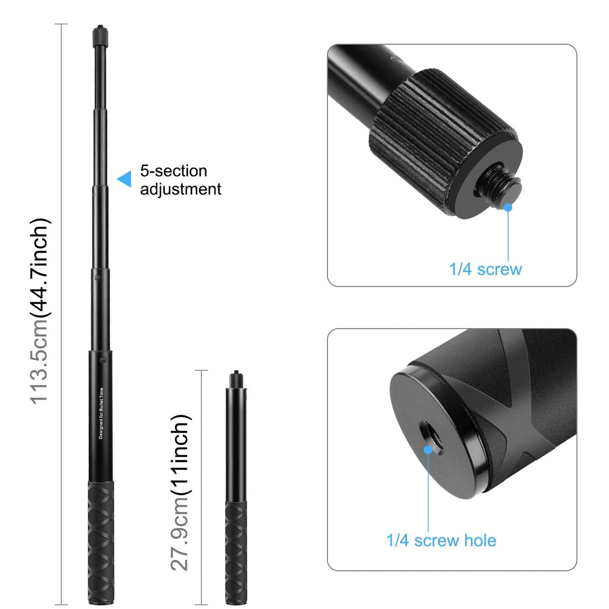 Handlebar Mount Camera Bracket with Monopod Stand for Bikes