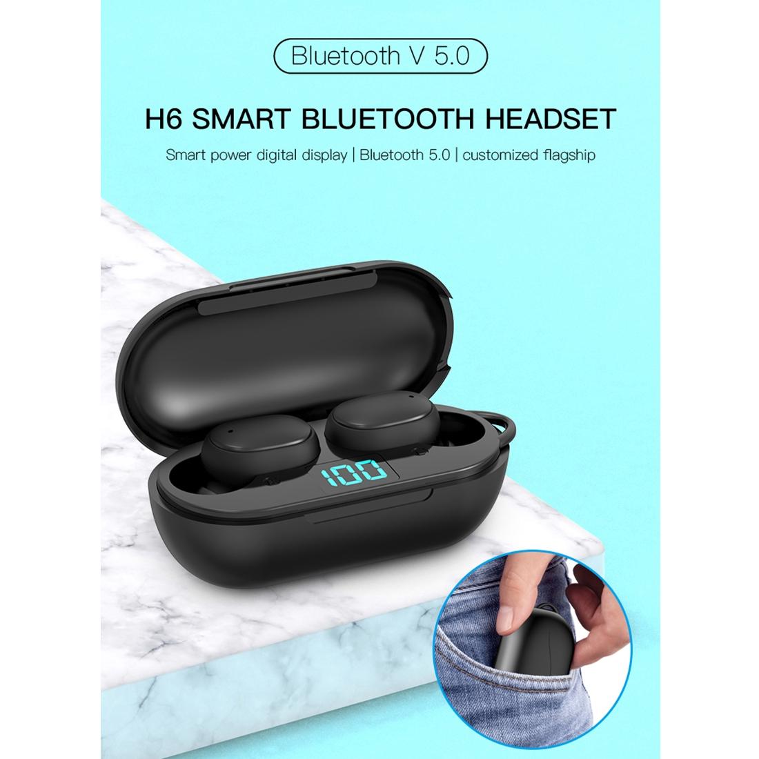 Wireless Bluetooth Earphones with Digital Display & Charging Box - H6 Tws