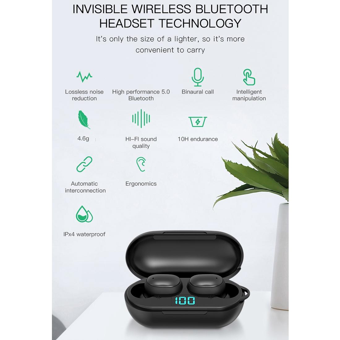 Wireless Bluetooth Earphones with Digital Display & Charging Box - H6 Tws