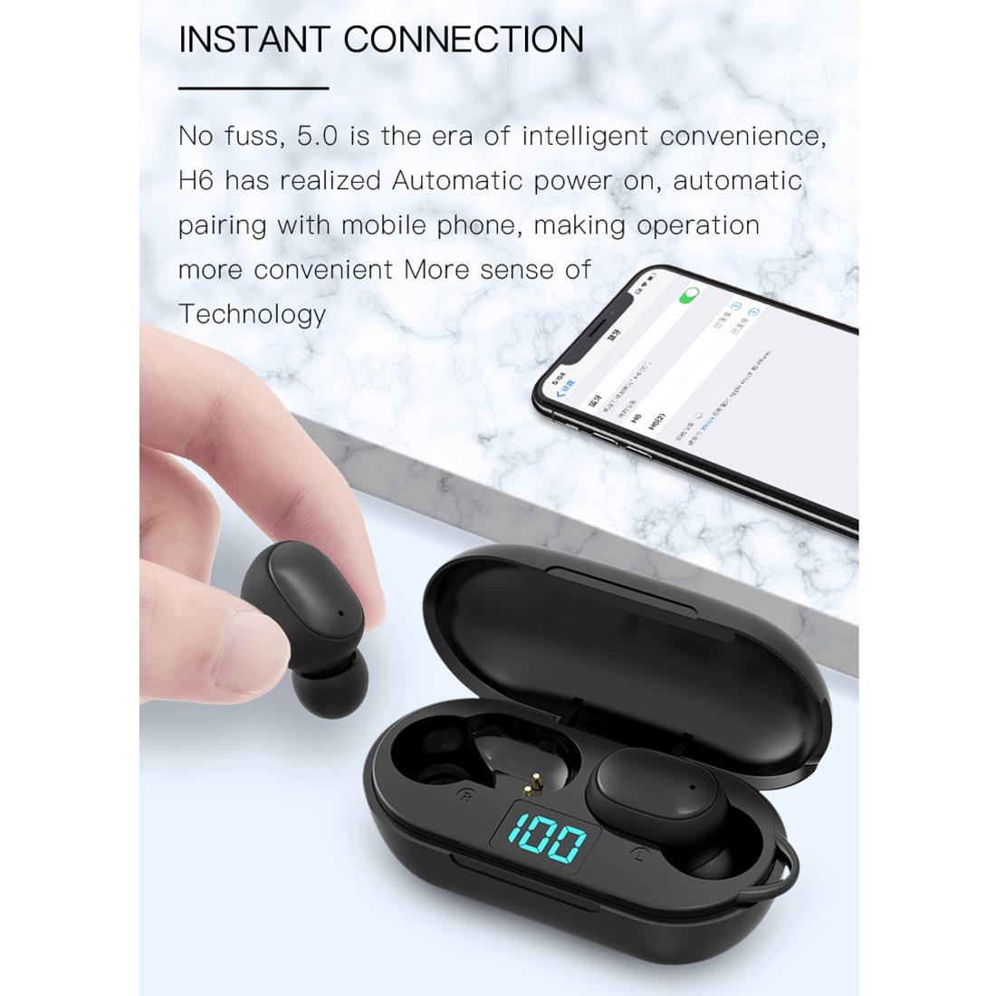 Wireless Bluetooth Earphones with Digital Display & Charging Box - H6 Tws