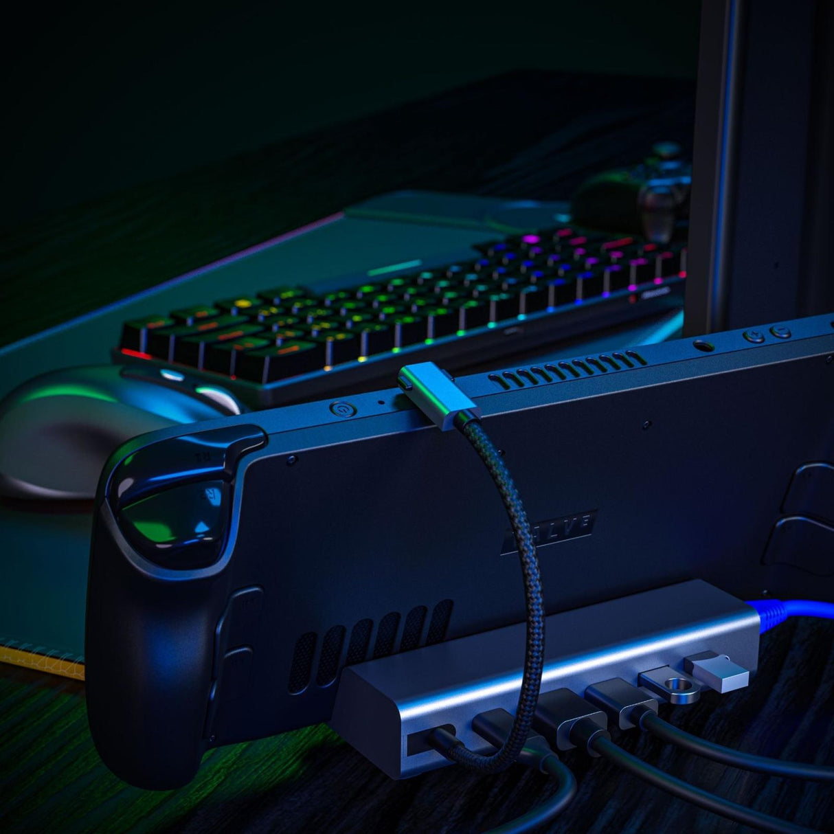 6-in-1 Docking Station for Steam Deck with Hdmi Rj45 Usb 3.0 Usb-c Pd 100w