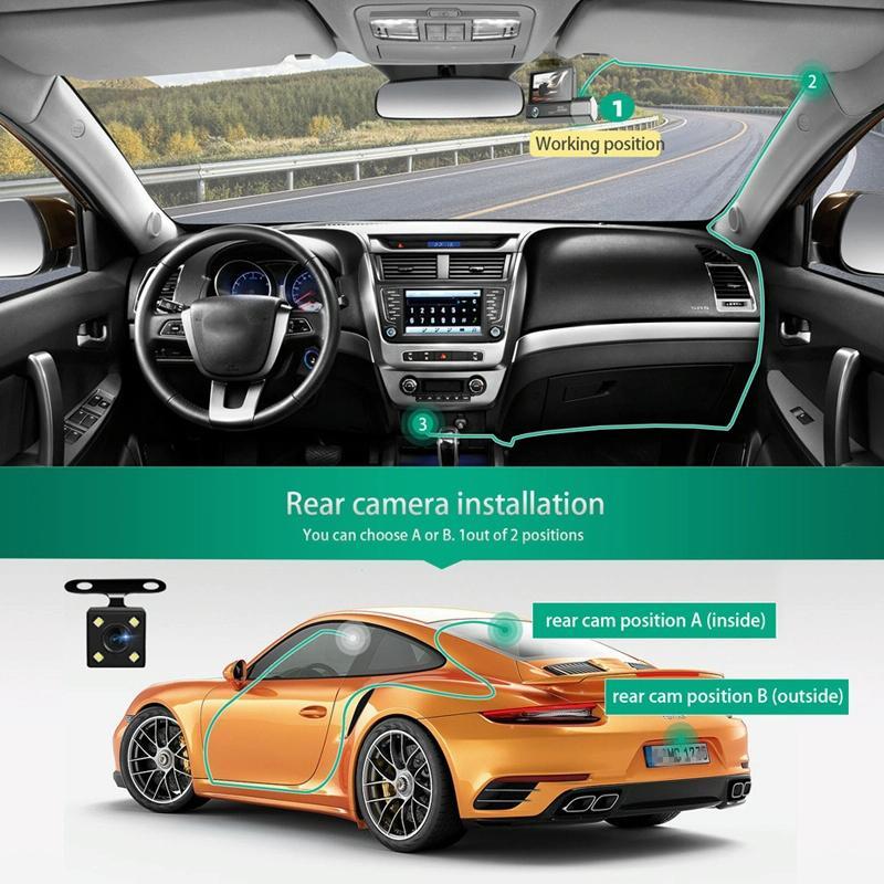 1080p Hd Multi-language Driving Recorder with 3 Lenses