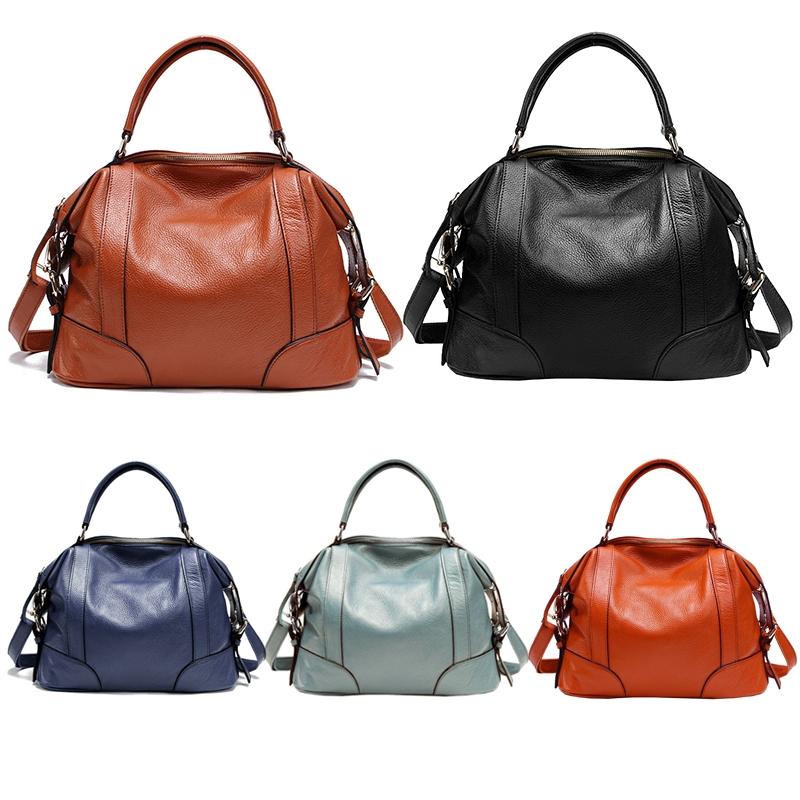 Lake Blue Leather Single Shoulder Messenger Bag For Women L