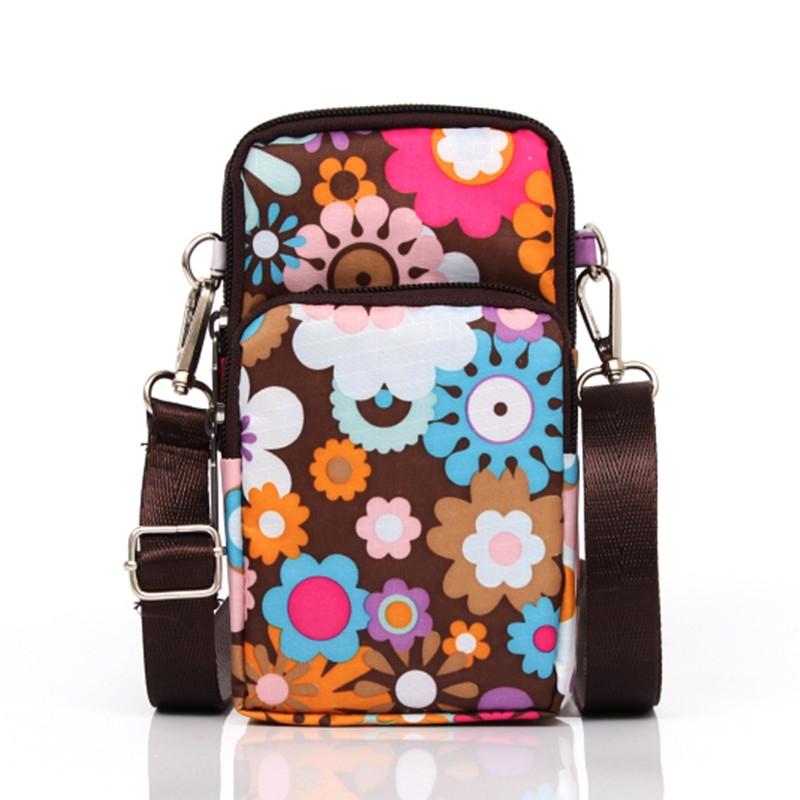 Animal Park Mini Crossbody Phone Wallet With Arm Band - Black Flower1