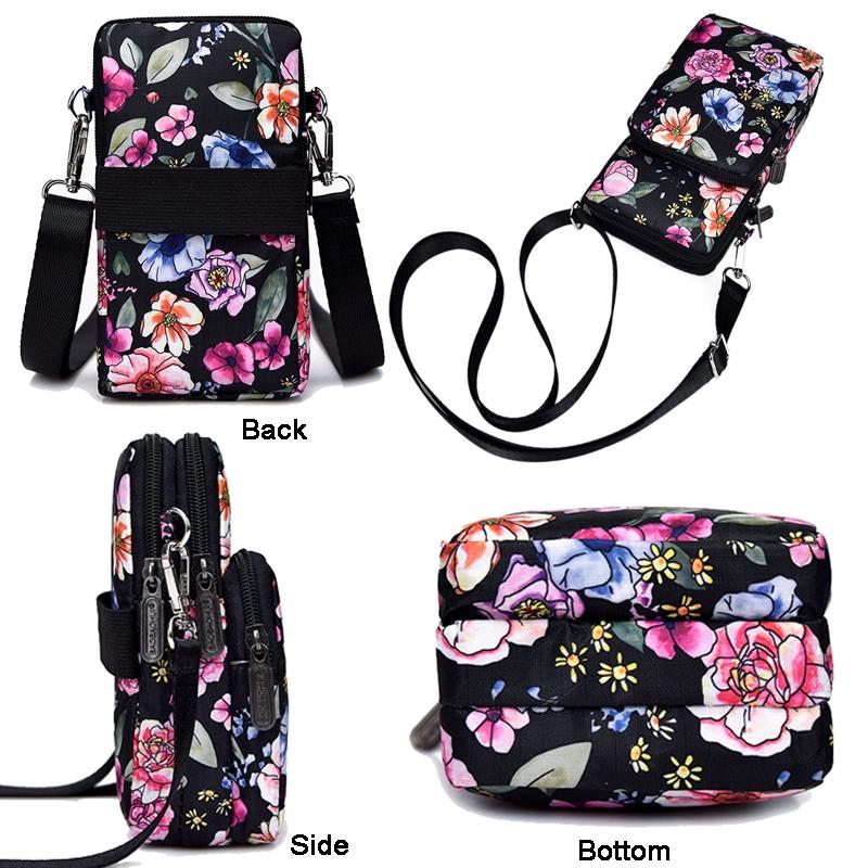 Animal Park Mini Crossbody Phone Wallet With Arm Band - Black Flower1
