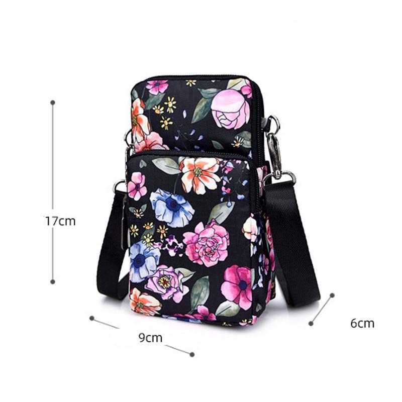 Animal Park Mini Crossbody Phone Wallet With Arm Band - Black Flower1