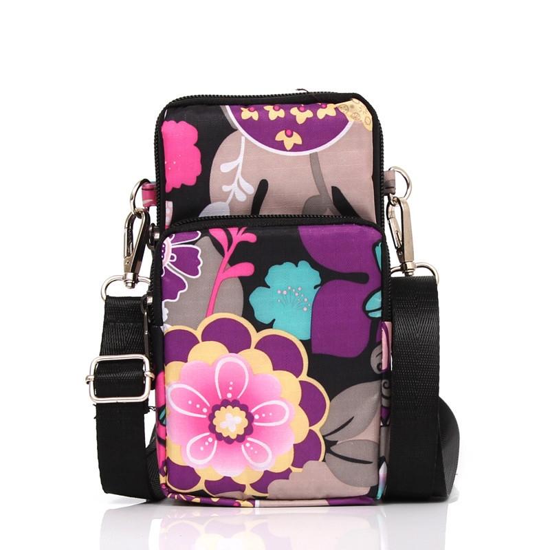 Animal Park Mini Crossbody Phone Wallet With Arm Band - Black Flower1