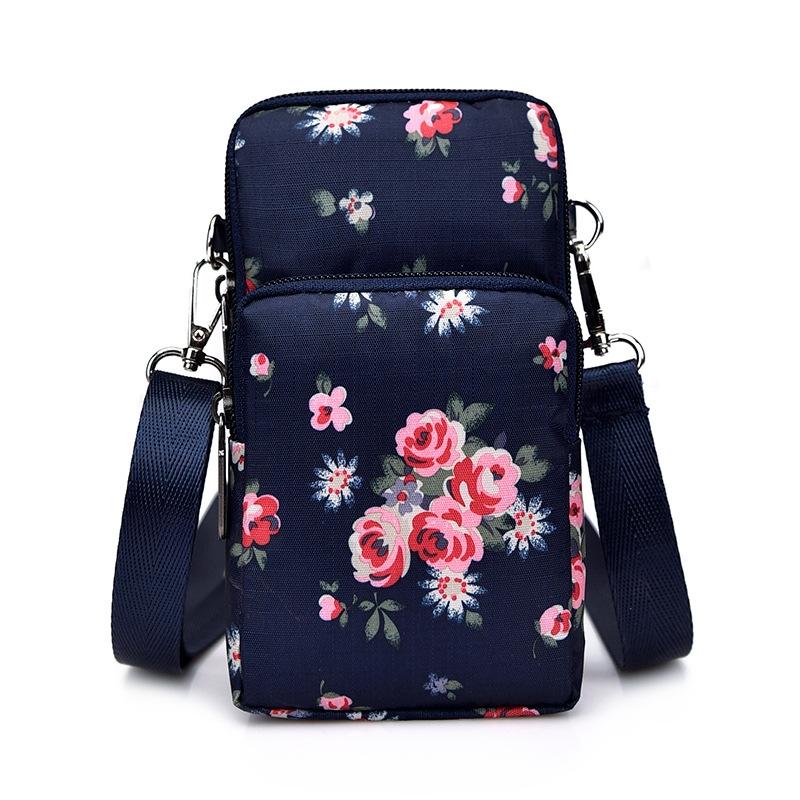 Animal Park Mini Crossbody Phone Wallet With Arm Band - Black Flower1