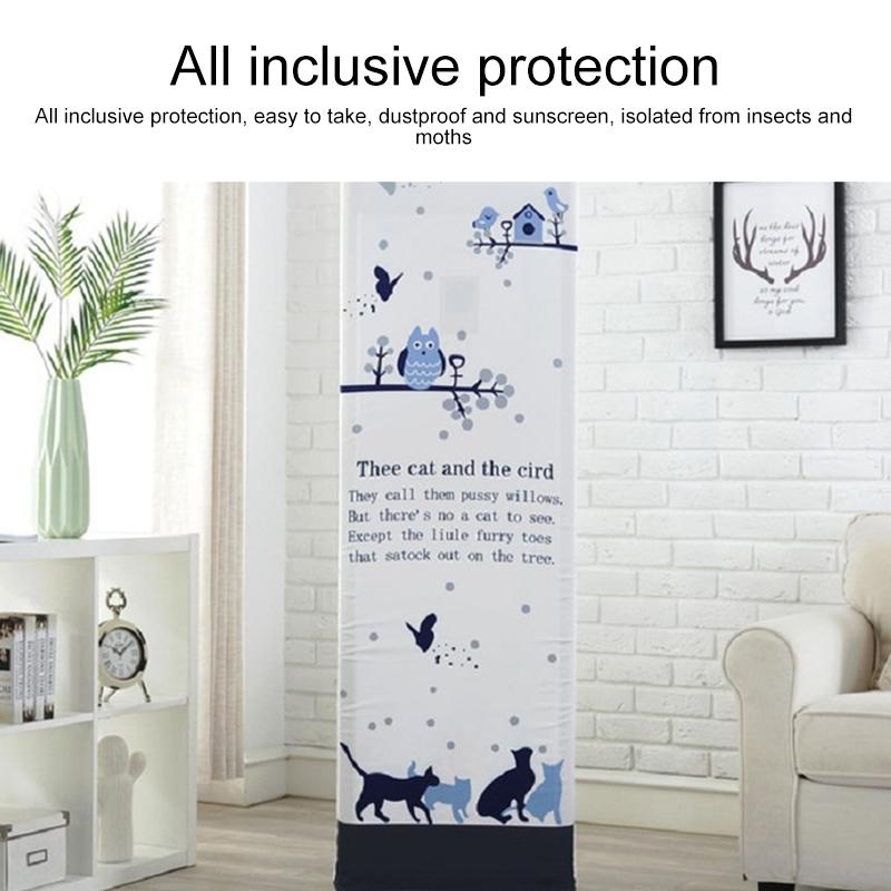 Vertical Cabinet Air Conditioning Dust Cover - All-inclusive Fabric - Dark Grid Bear - 175x55x35cm