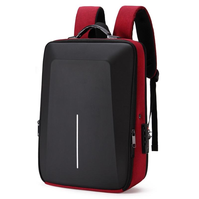 Hard Shell Backpack Alloy Frame Anti-theft Computer Bag for Men Red
