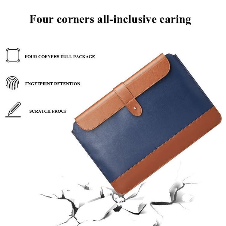 13-14 Inch Horizontal Microfiber Notebook Liner Bag In Gray & Brown