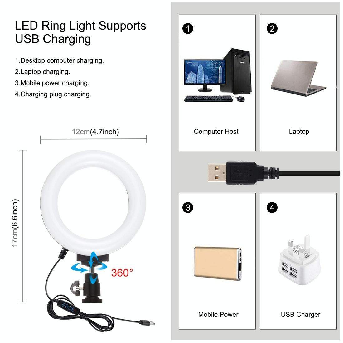4-In-1 Vlogging Kit With 4.7 Ring Light Mic Tripod & Stabilizer