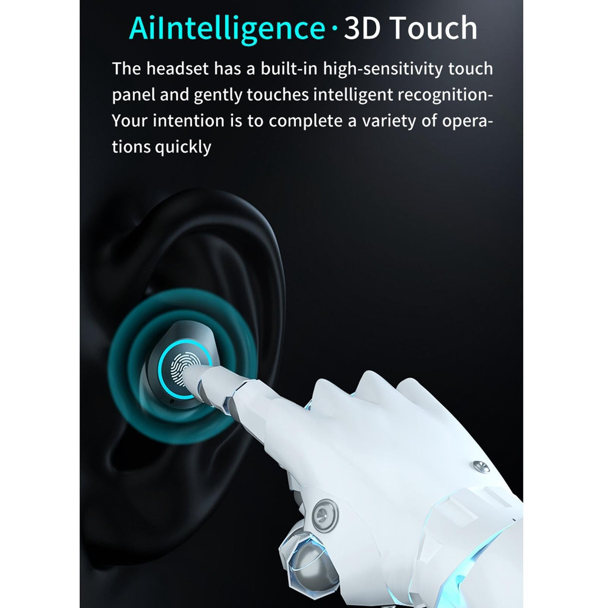 Waterproof Wireless Bluetooth Earphones with Touch Screen and Charging Box