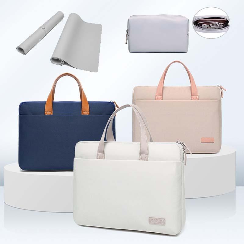 Ultra-thin Macbook Laptop Bag with Mouse Pad - Khaki & Gray 13.3-14 Inches