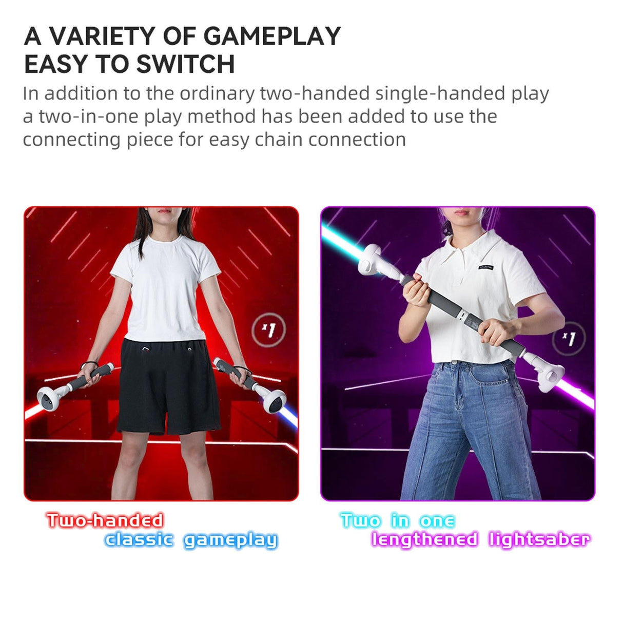 Vr Controllers for Beat Saber on Meta Quest 2 - Long Stick