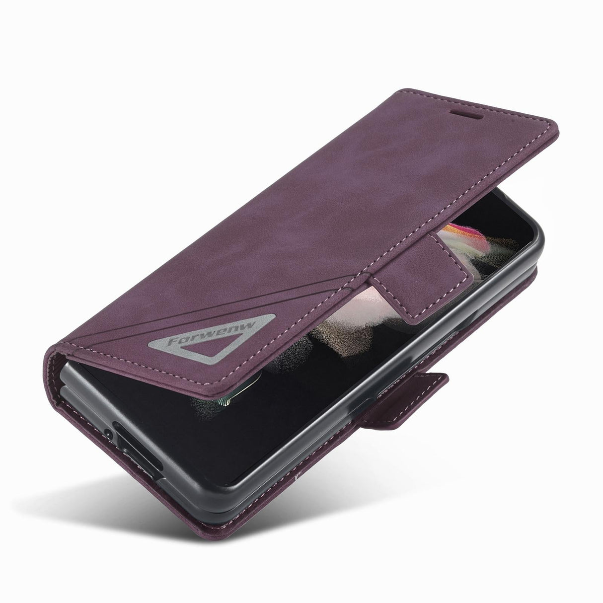 For Samsung Galaxy Z Fold4 5G Leather Dual Side Buckle Phone Cover - Black