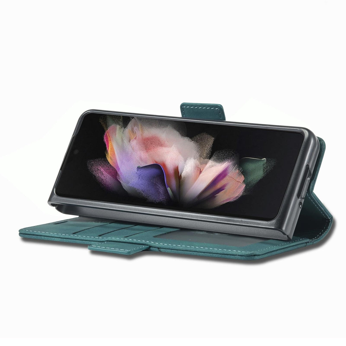 For Samsung Galaxy Z Fold4 5G Leather Dual Side Buckle Phone Cover - Black