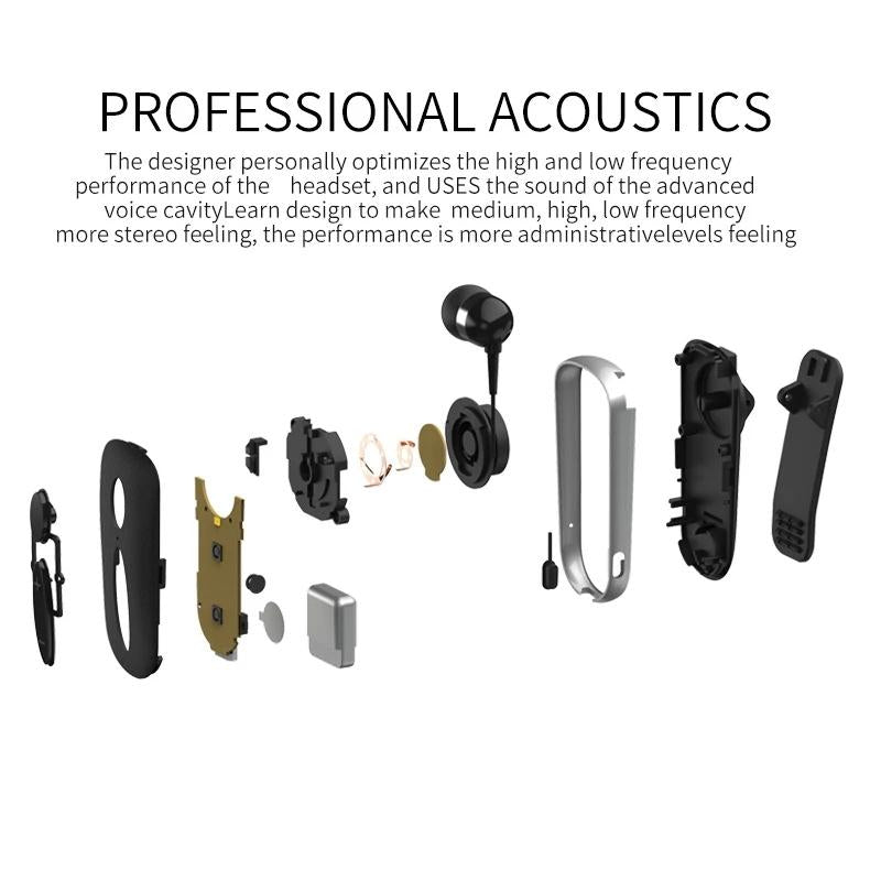 Wireless Bluetooth Earphone with Vibration Reminder and Clip - Black